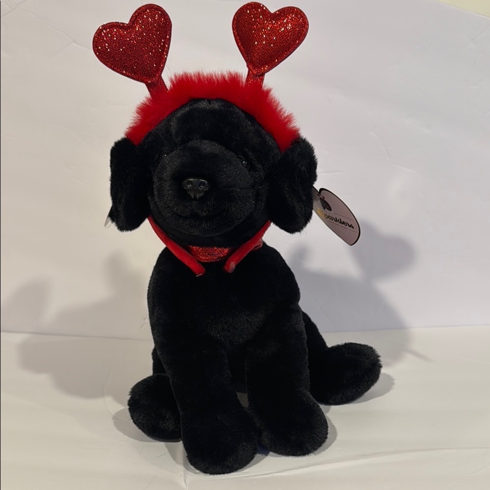 F*A*O SCHWARZ Heart Headband Black Plush Dog Sparklers wear and share